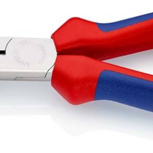 Длинногубцы с режущими кромками, губки 40°, 200 мм, хром, 2-комп ручки, проушина для страховки