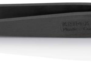 Пинцет углепластиковый ESD, 115 мм, гладкие прямые тупые губки, чёрный матовый…2