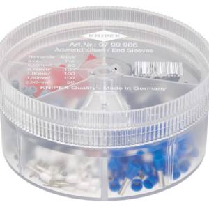 Набор изолированных контактных гильз, 0.5 мм² 50 шт, 0.75 мм² 100 шт, 1 мм² 100 шт, 1.5 мм² 100 шт,