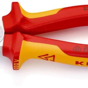 Плоскогубцы комбинированные VDE, 180 мм, хром, 2-комп диэлектрические ручки, проушина для страховки,