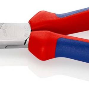 Плоскогубцы механика, плоскокруглые изогнутые губки, 200 мм, хром, 2-комп ручки, проушина для страхо