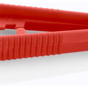 Пинцет пластиковый, термостойкий до 130°С, рифлёные зазубренные трапециевидные губки, 130 мм