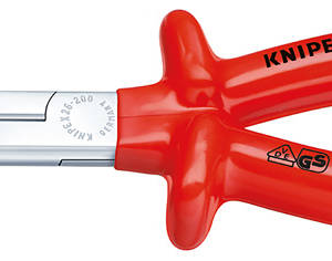 Длинногубцы с режущими кромками VDE, губки 40°, 200 мм, хром, обливные диэлектрические ручки