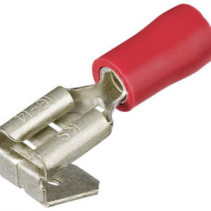 Гильзы флажковые с отводом, изолированные, красные, 6.3 x 0.8 мм, 0.5-1.0 мм², 100 шт