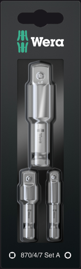 870/4/7 A SB Набор адаптеров, 3 пр., 1/4" M x 1/4" E6.3, 3/8" M x 1/4" E6.3, 1/2" M x 7/16" E 11.2