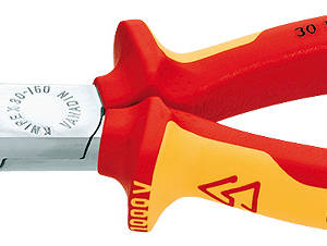 Длинногубцы VDE, плоские рифлённые губки 46.5 мм, длина 160 мм, хром, 2-комп диэлектрические ручки