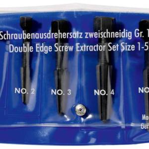 Набор экстракторов с двойной режущей кромкой, 5 пр., #1/2/3/4/5, M5 — M20, виниловый чехол, для лево