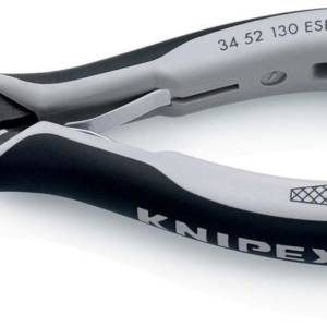 Плоскогубцы захватные прецизионные для электроники ESD, плоскокруглые губки с насечкой, 130 мм, 2-ко