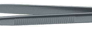 Пинцет захватный прецизионный со штифтом, тонкие зазубренные губки 45°, 155 мм, пружинная сталь