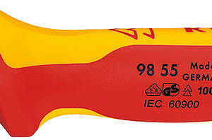 Нож для кабеля VDE с "пяткой", 180 мм, нерж. хирургическая сталь, 2К диэлектрическая ручка