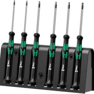 2067/6 Kraftform Micro TORX® BO Набор отвёрток прецизионных + подставка, 6 пр., с отверстием, TX 7×6