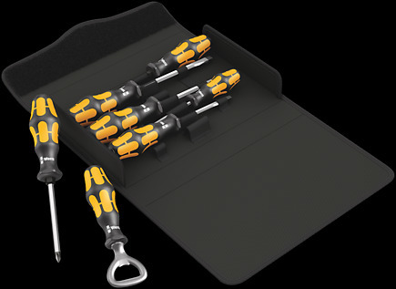 900/7 Kraftform Set 2 Набор отвёрток силовых, в чехле + открывалка, 7 пр., PH 1/2, SL 3.5/4.5/5.5/7