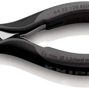 Кусачки торцевые для электроники ESD, маленькая фаска, губки 15°, 120 мм, 2-комп антистатические руч