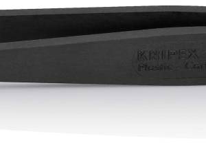 Пинцет углепластиковый ESD, 115 мм, гладкие прямые игловидные губки, чёрный матовый