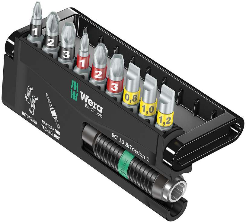 Bit-Check 10 BiTorsion 1 набор бит торсионных с торсионным битодержателем Rapidaptor, 10 пр., 1/4" C