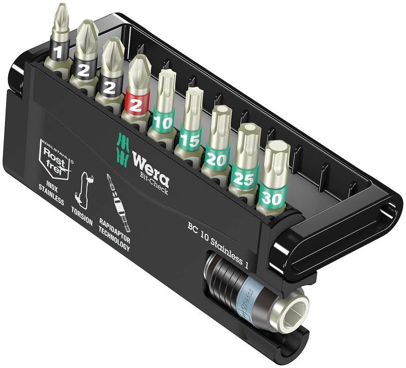 Bit-Check 10 Stainless 1 набор бит с битодержателем Rapidaptor, нерж., 10 пр., 1/4" C6.3
