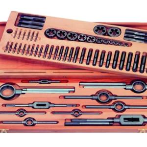 Набор резьбонарезного инструмента No 6025 HSS, 46 пр., UNF 1/4 — 1 1/2, деревянный кейс