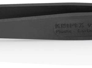 Пинцет углепластиковый ESD, 110 мм, гладкие заострённые губки углом, чёрный матовый