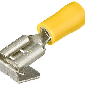 Гильзы флажковые с отводом, изолированные, жёлтые, 6.3 x 0.8 мм, 4.0-6.0 мм², 100 шт