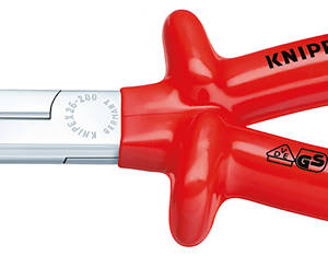 Длинногубцы с режущими кромками VDE, 200 мм, хром, обливные диэлектрические ручки