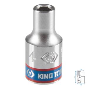 Головка торцевая стандартная шестигранная 1/4″, 4 мм KING TONY 233504M