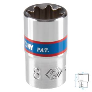 Головка торцевая восьмигранная 1/4″, 8 мм KING TONY 231008M