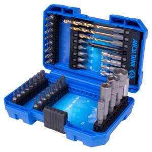 Набор вставок (бит) 1/4″, PH, PZ, Hex, Torx, Slotted, Square, сверла, 45 предметов KING TONY 1045MR