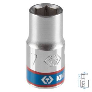 Головка торцевая стандартная шестигранная 1/4″, 7 мм KING TONY 233507M