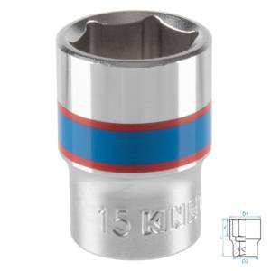 Головка торцевая стандартная шестигранная 3/8″, 15 мм KING TONY 333515M