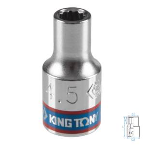 Головка торцевая стандартная двенадцатигранная 1/4″, 4,5 мм KING TONY 233045M