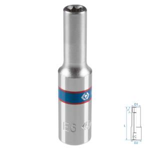 Головка торцевая TORX Е-стандарт 1/4″, E6, L = 50 мм KING TONY 227506M