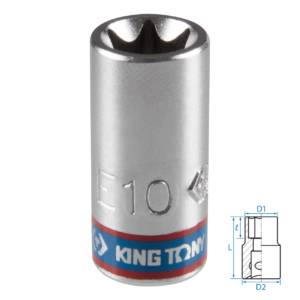 Головка торцевая TORX Е-стандарт 1/4″, E10, L = 24 мм KING TONY 237510M
