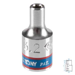 Головка торцевая стандартная шестигранная 1/4″, 3,2 мм KING TONY 233532M