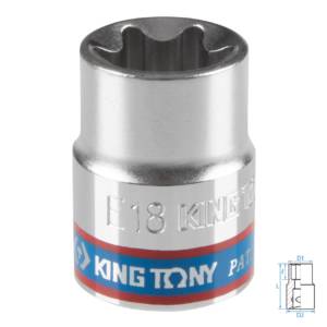 Головка торцевая TORX Е-стандарт 3/8″, E18, L = 28 мм KING TONY 337518M