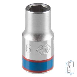 Головка торцевая стандартная шестигранная 1/4″, 6 мм KING TONY 233506M