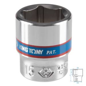 Головка торцевая стандартная шестигранная 1/4″, 15 мм KING TONY 233515M