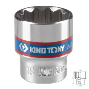 Головка торцевая стандартная двенадцатигранная 3/8″, 19 мм KING TONY 333019M