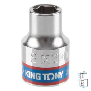 Головка торцевая стандартная шестигранная 3/8″, 8 мм KING TONY 333508M