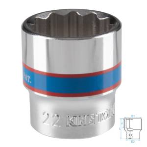 Головка торцевая стандартная двенадцатигранная 3/8″, 22 мм KING TONY 333022M
