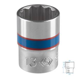 Головка торцевая стандартная двенадцатигранная 1/4″, 13 мм KING TONY 233013M