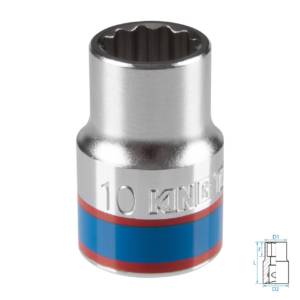 Головка торцевая стандартная двенадцатигранная 3/8″, 10 мм KING TONY 333010M