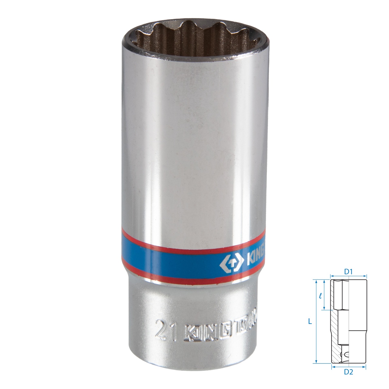 Головка торцевая глубокая двенадцатигранная 3/8", 21 мм KING TONY 323021M
