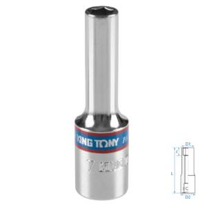 Головка торцевая глубокая шестигранная 3/8″, 7 мм KING TONY 323507M