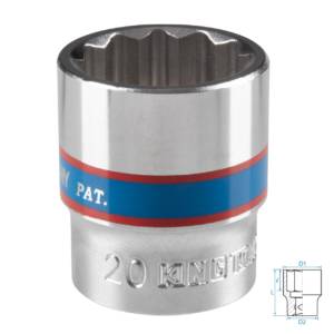 Головка торцевая стандартная двенадцатигранная 3/8″, 20 мм KING TONY 333020M