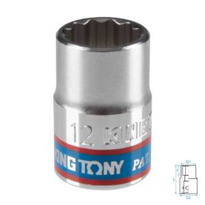 Головка торцевая стандартная двенадцатигранная 3/8″, 12 мм KING TONY 333012M