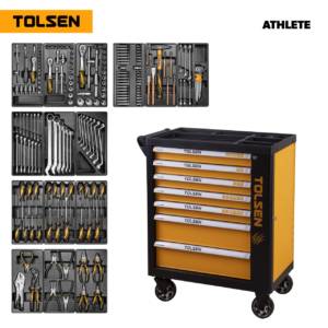 Набор инструментов 189 предметов, «ATHLETE», в черной тележке TOLSEN TT85412