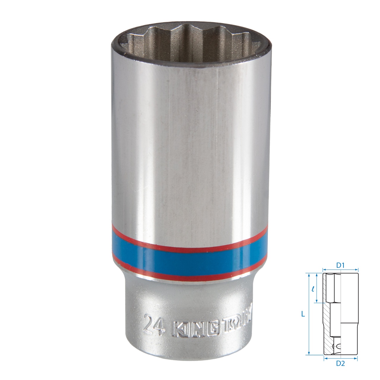 Головка торцевая глубокая двенадцатигранная 3/8", 24 мм KING TONY 323024M