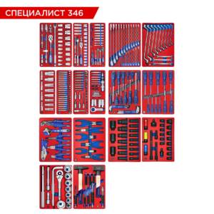 Набор инструментов 346 предметов, «СПЕЦИАЛИСТ 346», для тележки, 17 ложементов МАСТАК 5-00346