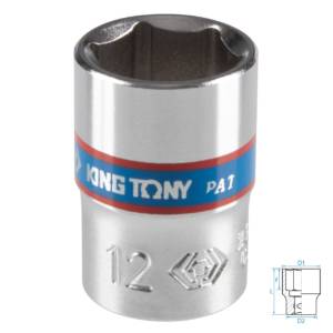 Головка торцевая стандартная шестигранная 1/4″, 12 мм KING TONY 233512M