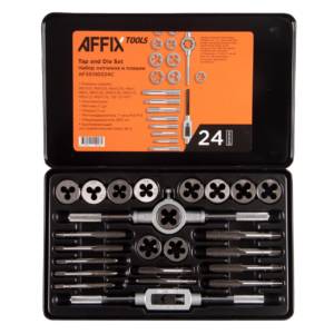 Набор метчиков и плашек SK-5 M5-M12, кейс, 24 предмета AFFIX AF35100024C